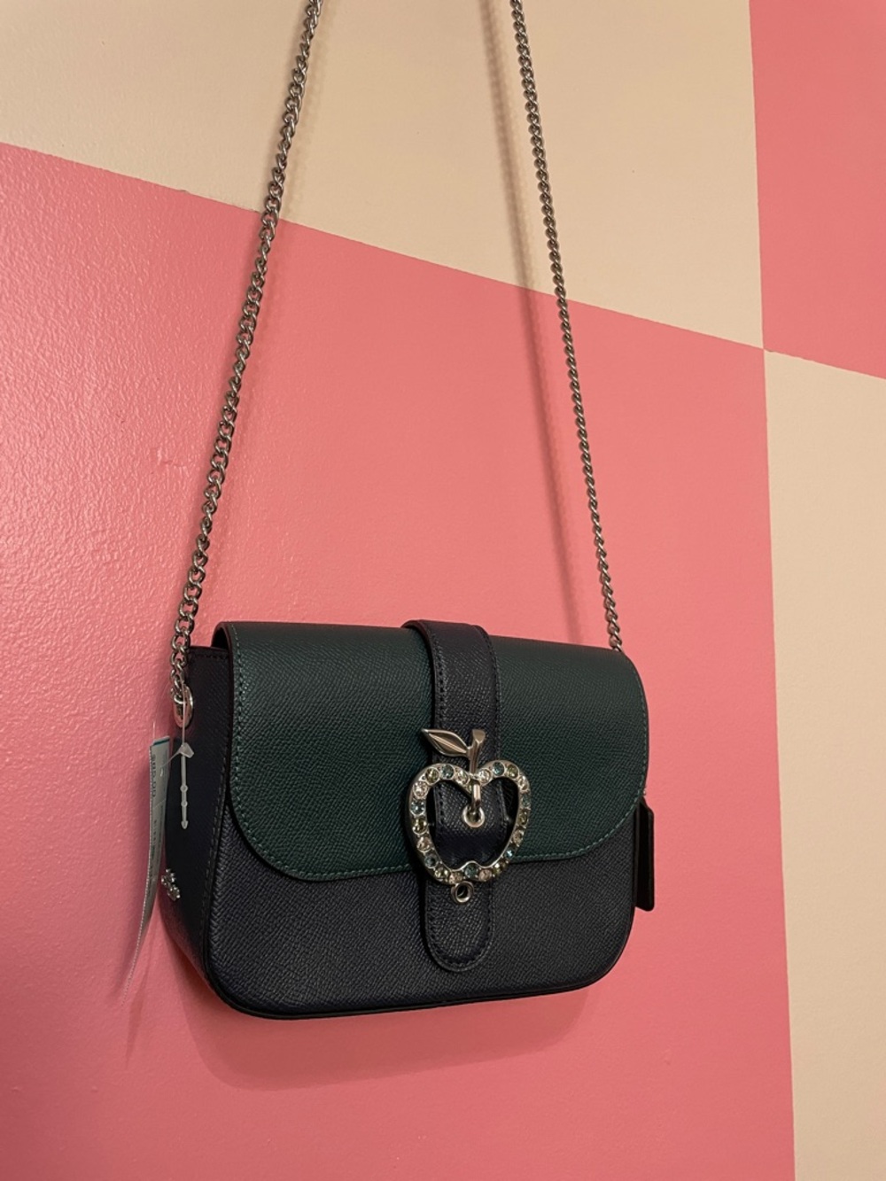 Coach Dark Green and Black Crystal Apple Crossbody